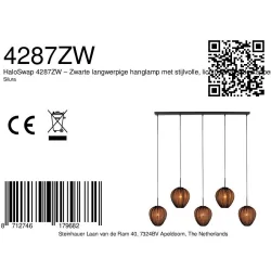 Pendelarmatuur SILURA 5-vlams E27 IP20, zwart dimbaar