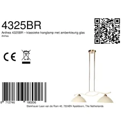 Pendelarmatuur ANTHEA 2-vlams E27 IP20, brons dimbaar