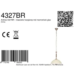 Pendelarmatuur ANTHEA 1-vlams E27 IP20, brons dimbaar