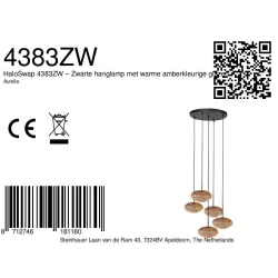 Pendelarmatuur AURELIO 5-vlams E27 IP20, zwart dimbaar