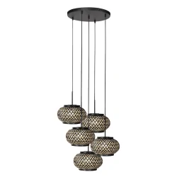 Pendelarmatuur NOX LIGHT 5-vlams E27 IP20, zwart dimbaar