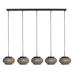 Pendelarmatuur NOX LIGHT 5-vlams E27 IP20, zwart dimbaar