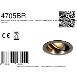 Inbouwspot PELITE SPOT 1-vlams IP44, brons dimbaar