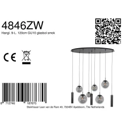 Pendelarmatuur BOLLIQUE 9-vlams E27 + GU10 IP20, zwart dimbaar