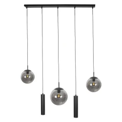 Pendelarmatuur BOLLIQUE 5-vlams E27 + GU10 IP20, zwart dimbaar