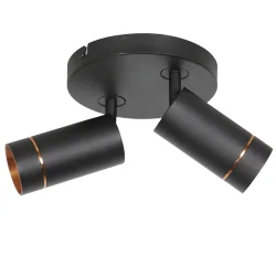 Plafondarmatuur DOWNLUME 2-vlams GU10 IP20, zwart dimbaar