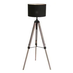 Staande lamp TRIEK 1-vlams, met schakelaar, met lampenkap E27 IP20, hout, antiek 