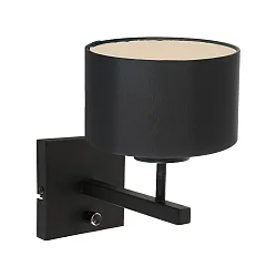 wall luminaire STANG up, cylindrical, with shade E27 IP20, black matt dimmable