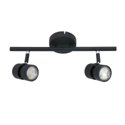 spotlight bar NATASJA 2 flames, Dim-To-Warm, adjustable GU10 IP20, black matt dimmable