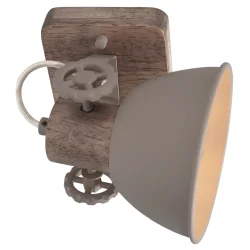 Plafondarmatuur GEARWOOD 1-vlams E27 IP20, taupe dimbaar