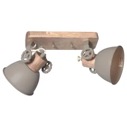 Plafondarmatuur GEARWOOD 2-vlams E27 IP20, taupe dimbaar