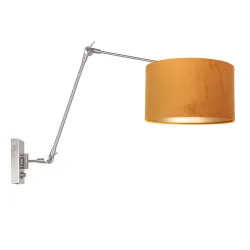 Wandarmatuur PRESTIGE CHIC cilindrisch, met schakelaar, met lampenkap, met scharnierende arm, met stekker E27 IP20