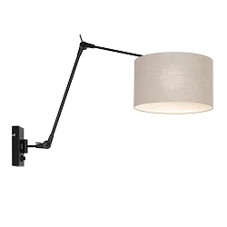 wall luminaire PRESTIGE CHIC cylindrical, with switch, with shade, with jointed arm, with plug E27 IP20, black matt dimmable