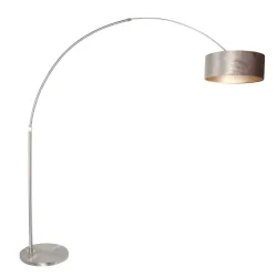 Staande lamp SPARKLED LIGHT cilindrisch, met schakelaar, met lampenkap, met stekker, instelbaar E27 IP20, staal geborsteld 