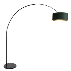 Staande lamp SPARKLED LIGHT cilindrisch, met schakelaar, met lampenkap, met stekker, instelbaar E27 IP20, zwart mat 