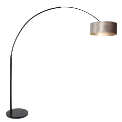 Staande lamp SPARKLED LIGHT cilindrisch, met schakelaar, met lampenkap, met stekker, instelbaar E27 IP20, zwart mat 