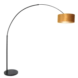 Staande lamp SPARKLED LIGHT cilindrisch, met schakelaar, met lampenkap, met stekker, instelbaar E27 IP20, zwart mat 