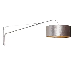 wall luminaire ELEGANT CLASSY with switch, with shade, with strain relief, with plug, adjustable E27 IP20, steel brushed 