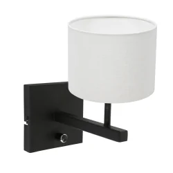Wandarmatuur STANG up, cilindrisch, met lampenkap E27 IP20, zwart mat dimbaar
