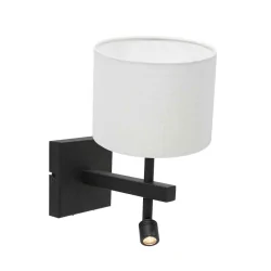 Wandarmatuur STANG met lampenkap, met LED-spot E27 IP20, zwart mat 