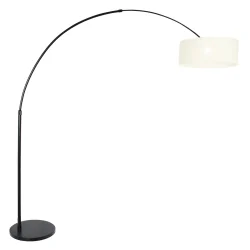 Staande lamp SPARKLED LIGHT cilindrisch, met schakelaar, met lampenkap, met stekker, instelbaar E27 IP20, zwart mat dimbaar