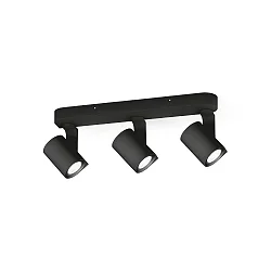 Wand- en plafondarmatuur SQUBE ON BASE 3-vlams, draaibaar, roteerbaar GU10 IP20, zwart dimbaar