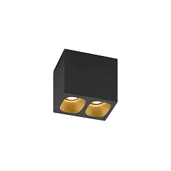 LED Ceiling luminaire PIRRO 2.0, 2 spots, 2x 4.5W 3000K, CRi >90, dimmable, black gold