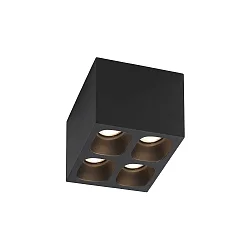 LED Ceiling luminaire PIRRO 4.1, 4 spots square, 4x 4.5W 3000K, CRi >90, dimmable, black