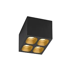 Downlight PIRRO 4.1 4-vlams, vierkant IP20, goud, zwart dimbaar