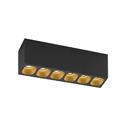 Plafondarmatuur PIRRO 6.0 6-vlams IP20, goud, zwart dimbaar
