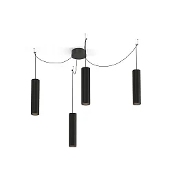 Pendelarmatuur RAY 3.0 - PAR16 cilindrisch, lang, met open kabel GU10 IP20, mat, gitzwart dimbaar