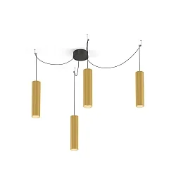 Pendelarmatuur RAY 3.0 - PAR16 cilindrisch, lang, met open kabel GU10 IP20, goud dimbaar