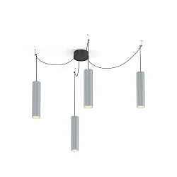 Pendelarmatuur RAY 3.0 - PAR16 cilindrisch, lang, met open kabel GU10 IP20, aluminium geborsteld dimbaar