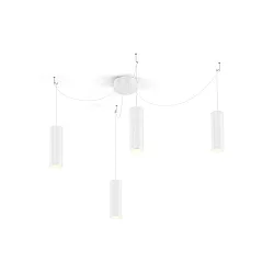 Pendelarmatuur RAY 3.0 - PAR16 cilindrisch, lang, met open kabel GU10 IP20, mat, verkeerswit dimbaar