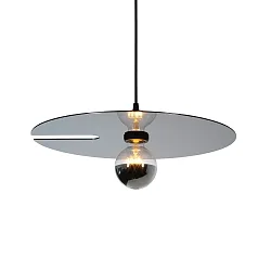 Pendelarmatuur MIRRO 2.0 medium E27 IP20, chroom, zwart dimbaar