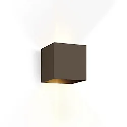 Wandarmatuur voor buitenshuis BOX 2.0 up down, cubusvorm, instelbaar IP65, brons dimbaar