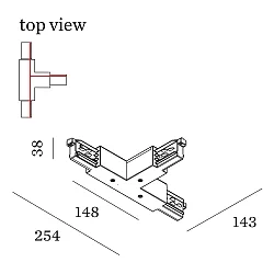 3-fase T-connector 3-PH - 3.0 aarde binnen, met voedermogelijkheid, rechts