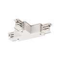 3-fase T-connector S-TRACK ON/OFF aarde links, aarde binnen, met voedermogelijkheid, wit