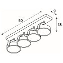 SLV Wand- en plafondarmatuur KALU CW QUAD vierkant GU10 IP20, aluminium geborsteld dimbaar