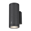 SLV LED Outdoor Wall luminaire ENOLA ROUND UP/DOWN CCT, IP65 IK06, M-size, 19W 3000/4000K 740/840lm 38�, CRi>90, anthracite