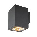SLV Wandarmatuur voor buitenshuis ENOLA SQUARE SINGLE CCT single IP 65, antraciet, transparant 