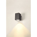 SLV Wandarmatuur voor buitenshuis ENOLA SQUARE SINGLE CCT single IP 65, antraciet, transparant 