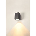 SLV Wandarmatuur voor buitenshuis ENOLA SQUARE SINGLE CCT single IP 65, antraciet, transparant 