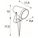 SLV Armatuur met grondpen SAMRINA SP SINGLE single GU10 IP65, zwart dimbaar