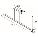 Pendelarmatuur ONE LINEAR 140 PHASE UP/DOWN IP20, zwart dimbaar