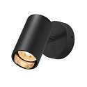 SLV wall and ceiling luminaire ASTO TUBE CW SINGLE 1 flame, round, cardanic swivelling GU10 IP20, black dimmable