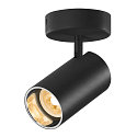 SLV wall and ceiling luminaire ASTO TUBE CW SINGLE 1 flame, round, cardanic swivelling GU10 IP20, black dimmable