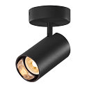 SLV wall and ceiling luminaire ASTO TUBE CW SINGLE 1 flame, round, cardanic swivelling GU10 IP20, black dimmable