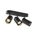 wall and ceiling luminaire ASTO TUBE CW TRIPLE 3 flames, long, cardanic swivelling GU10 IP20, black dimmable