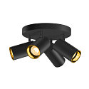 SLV wall and ceiling luminaire ASTO TUBE CW QUADRUPLE 4 flames, round, cardanic swivelling GU10 IP20, black dimmable